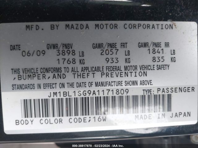 Photo 8 VIN: JM1BL1SG9A1171809 - MAZDA MAZDA3 