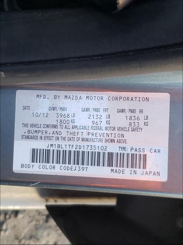 Photo 9 VIN: JM1BL1TF2D1735102 - MAZDA 3 I 