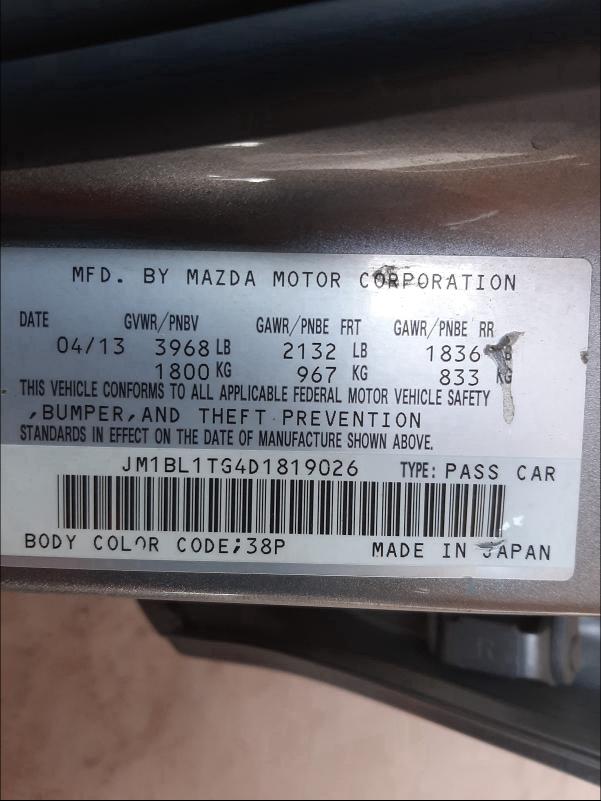 Photo 9 VIN: JM1BL1TG4D1819026 - MAZDA 3 I 