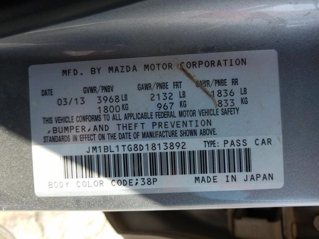 Photo 9 VIN: JM1BL1TG8D1813892 - MAZDA 3 I 