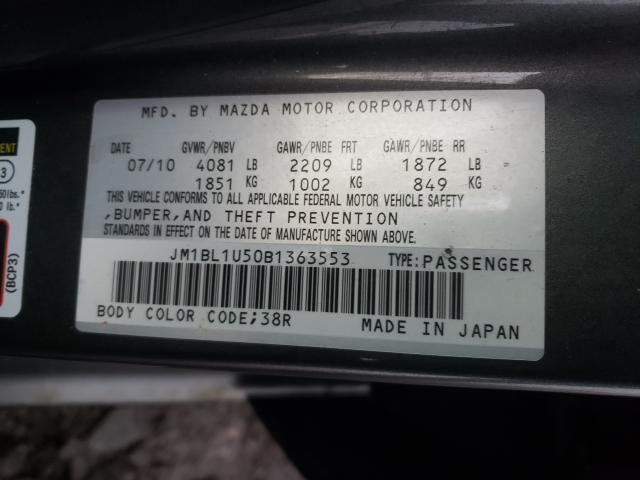 Photo 9 VIN: JM1BL1U50B1363553 - MAZDA 3 S 