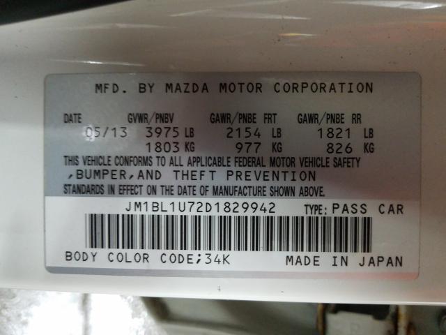 Photo 9 VIN: JM1BL1U72D1829942 - MAZDA 3 I 