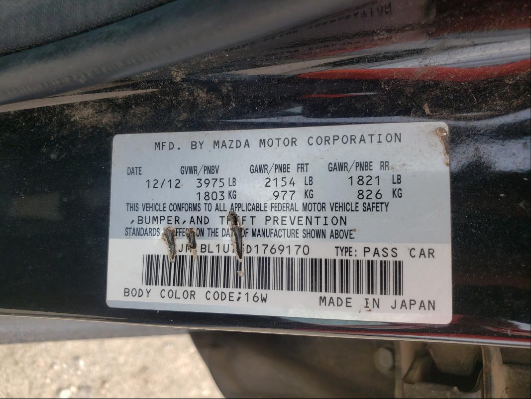 Photo 9 VIN: JM1BL1U73D1769170 - MAZDA 3 I 