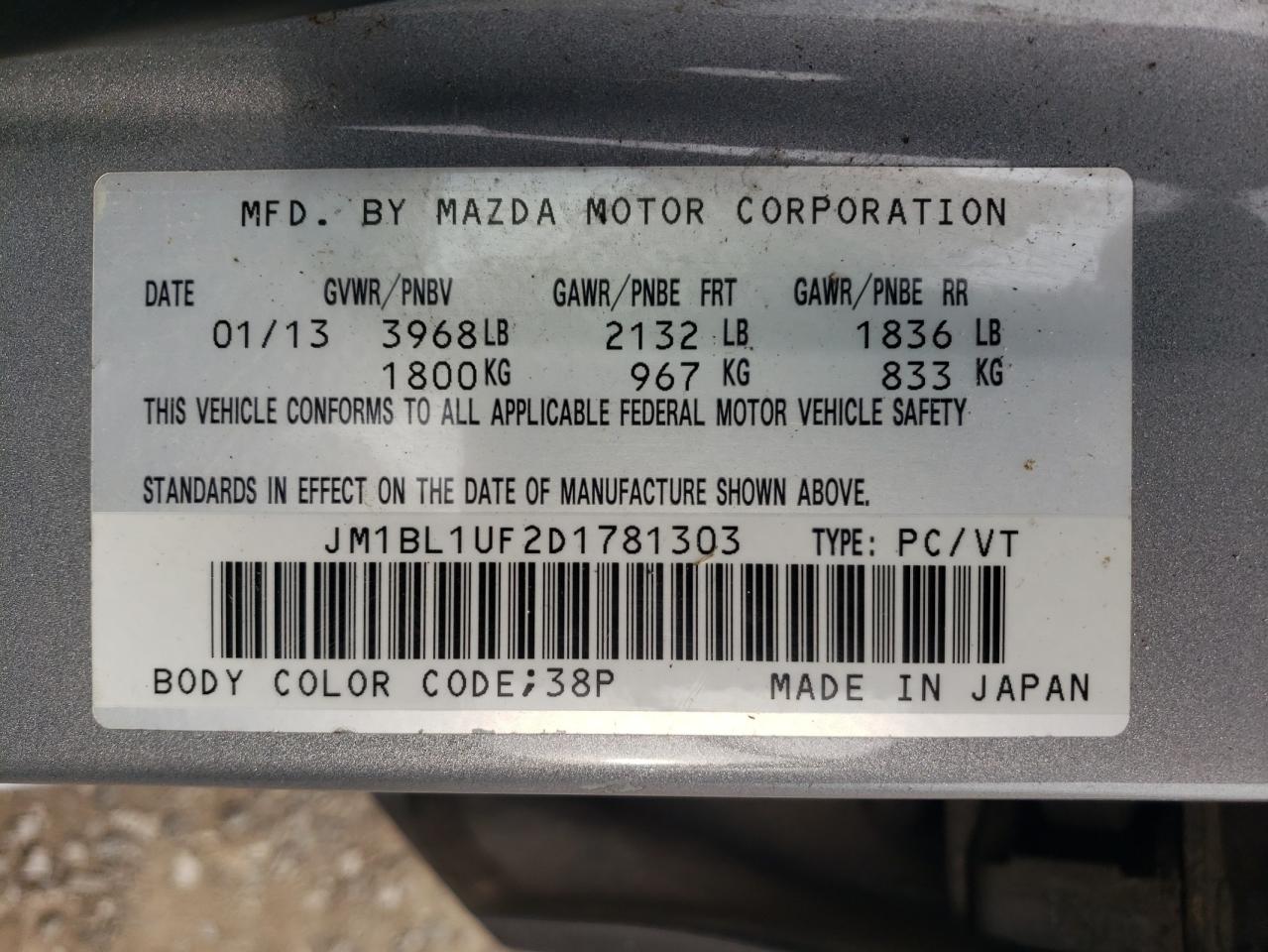 Photo 11 VIN: JM1BL1UF2D1781303 - MAZDA 3 