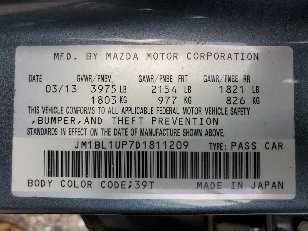 Photo 12 VIN: JM1BL1UP7D1811209 - MAZDA 3 