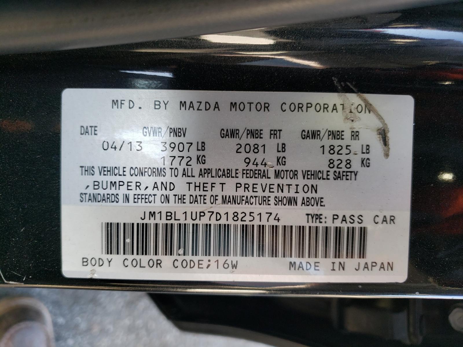 Photo 9 VIN: JM1BL1UP7D1825174 - MAZDA 3 I 