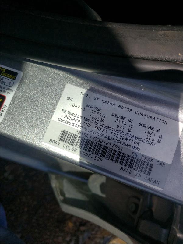 Photo 9 VIN: JM1BL1V73D1817961 - MAZDA 3 I 