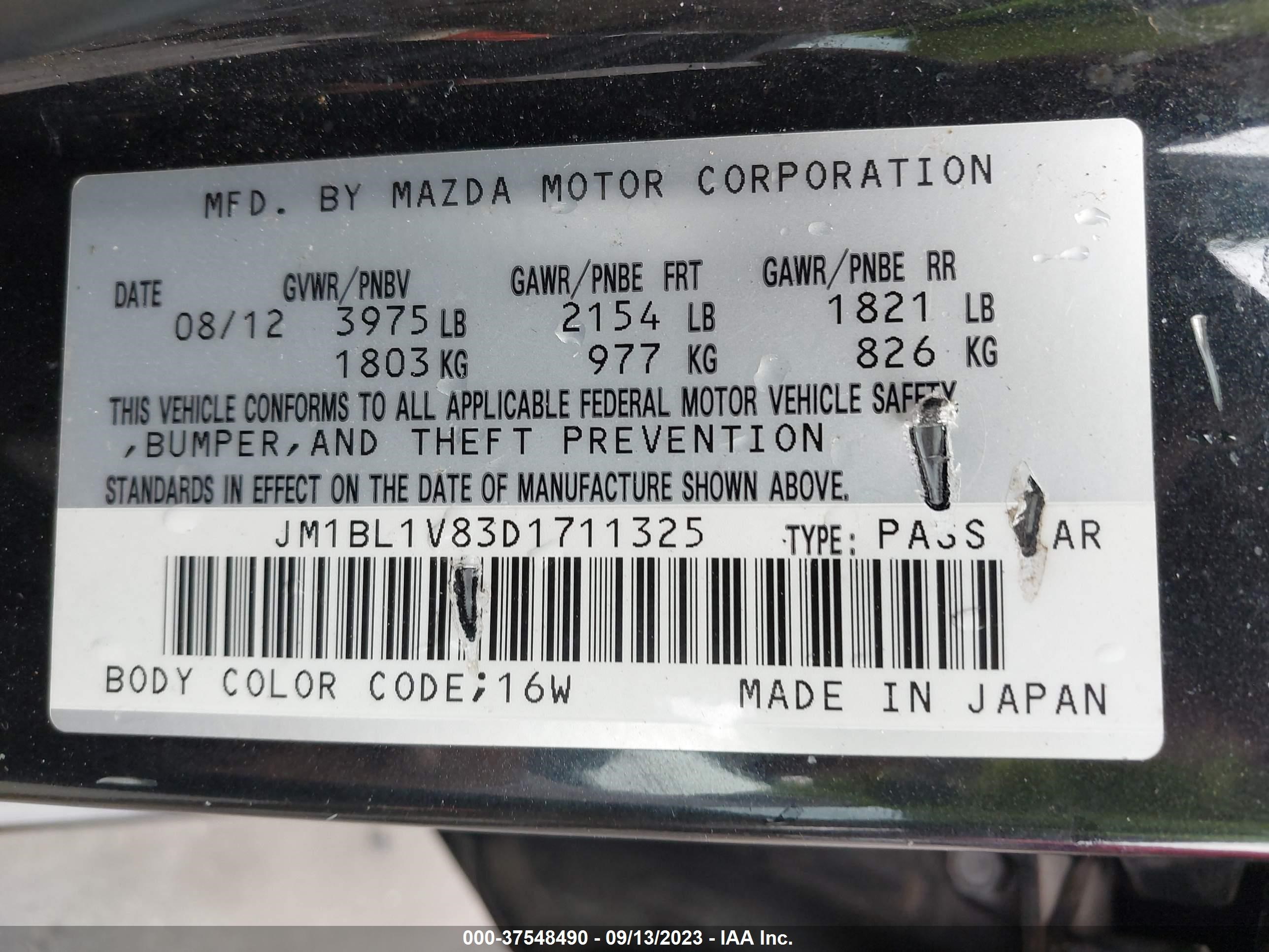 Photo 8 VIN: JM1BL1V83D1711325 - MAZDA 3 