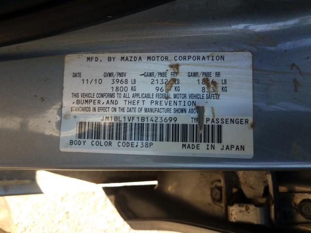 Photo 9 VIN: JM1BL1VF1B1423699 - MAZDA 3 I 