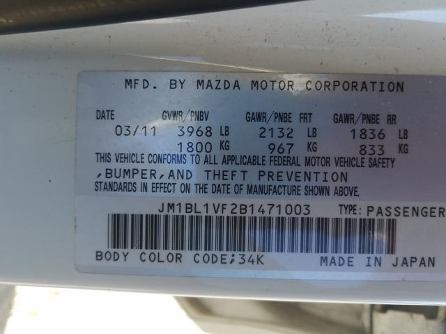 Photo 9 VIN: JM1BL1VF2B1471003 - MAZDA 3 I 