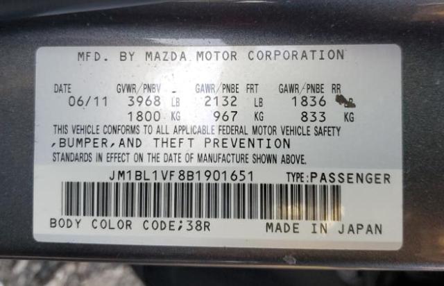 Photo 9 VIN: JM1BL1VF8B1901651 - MAZDA 3 I 