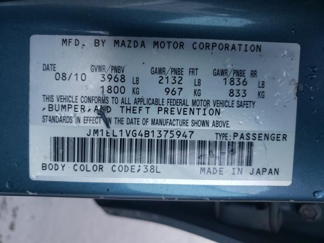 Photo 9 VIN: JM1BL1VG4B1375947 - MAZDA 3 I 