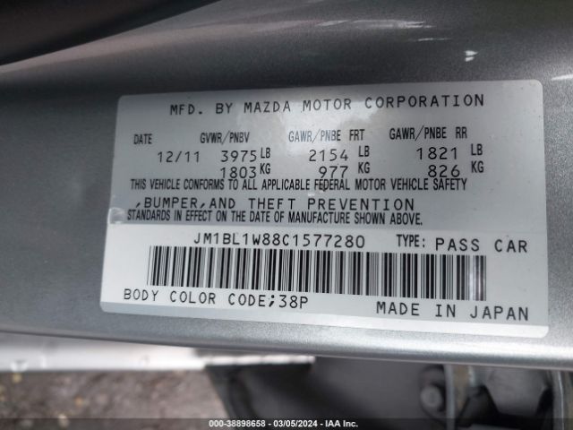 Photo 8 VIN: JM1BL1W88C1577280 - MAZDA MAZDA3 