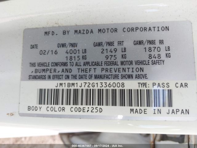 Photo 8 VIN: JM1BM1J72G1336008 - MAZDA MAZDA3 