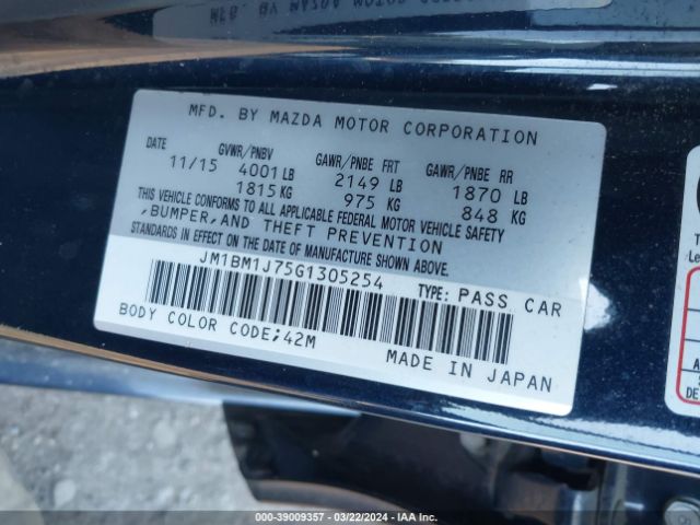 Photo 8 VIN: JM1BM1J75G1305254 - MAZDA MAZDA3 