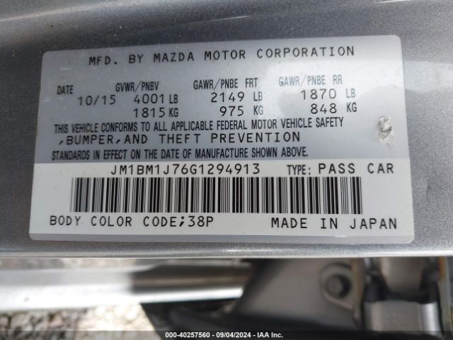 Photo 8 VIN: JM1BM1J76G1294913 - MAZDA MAZDA3 