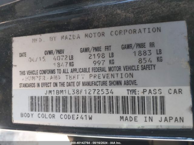 Photo 8 VIN: JM1BM1L38F1272534 - MAZDA MAZDA3 