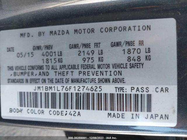 Photo 8 VIN: JM1BM1L76F1274625 - MAZDA MAZDA3 