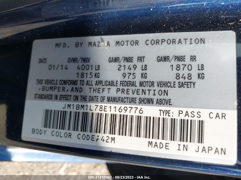 Photo 8 VIN: JM1BM1L78E1169776 - MAZDA 3 