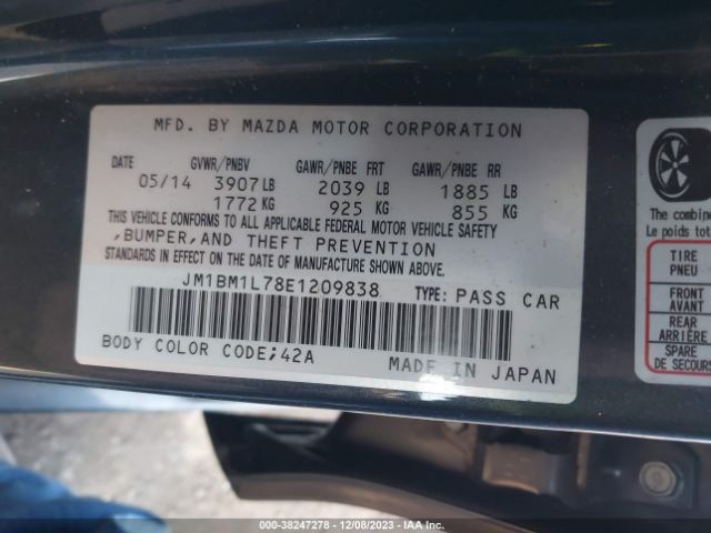 Photo 8 VIN: JM1BM1L78E1209838 - MAZDA MAZDA3 