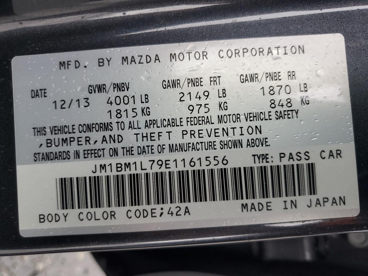 Photo 11 VIN: JM1BM1L79E1161556 - MAZDA 3 