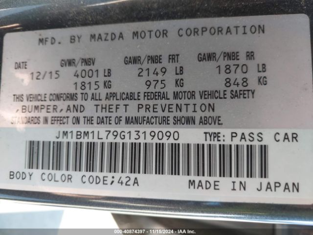 Photo 8 VIN: JM1BM1L79G1319090 - MAZDA MAZDA3 