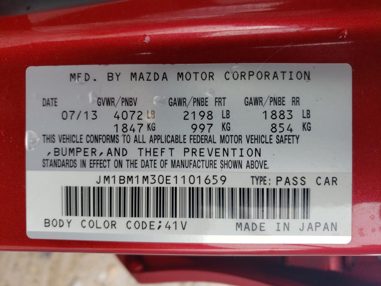 Photo 11 VIN: JM1BM1M30E1101659 - MAZDA 3 