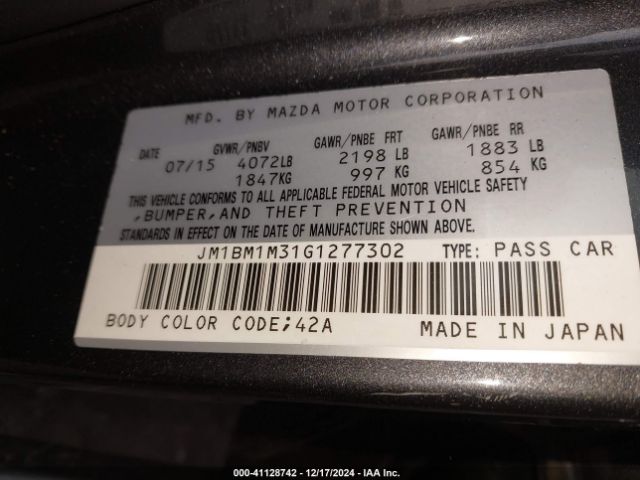 Photo 8 VIN: JM1BM1M31G1277302 - MAZDA MAZDA3 