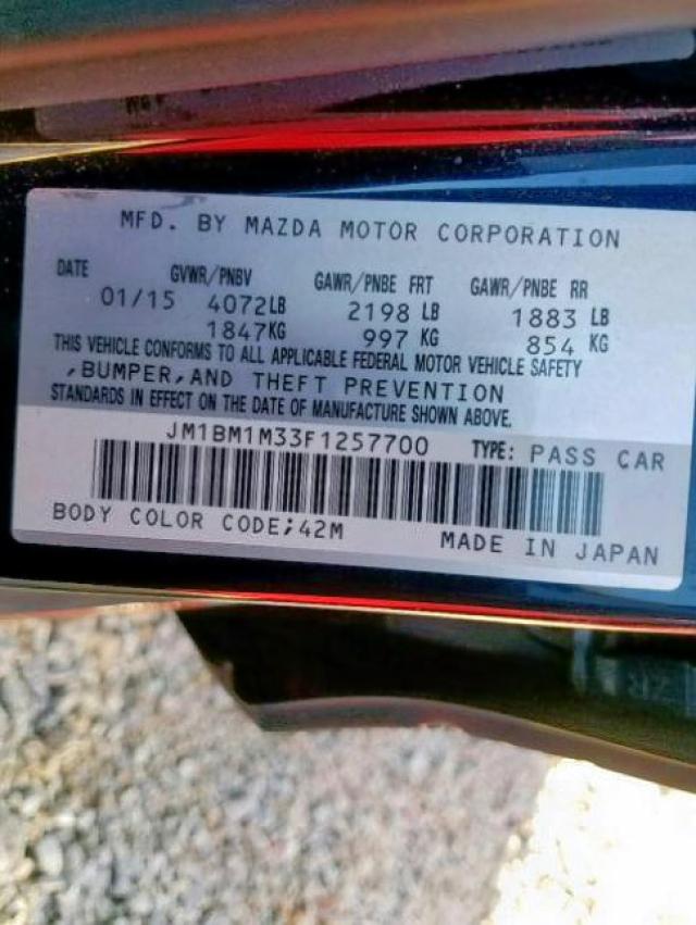 Photo 9 VIN: JM1BM1M33F1257700 - MAZDA 3 GRAND TO 