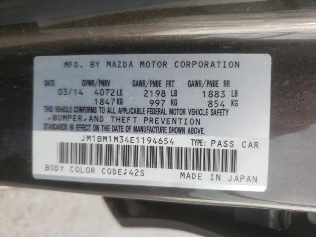 Photo 9 VIN: JM1BM1M34E1194654 - MAZDA 3 GRAND TO 