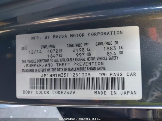 Photo 8 VIN: JM1BM1M35F1251008 - MAZDA MAZDA3 