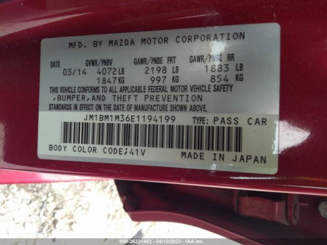 Photo 8 VIN: JM1BM1M36E1194199 - MAZDA MAZDA3 