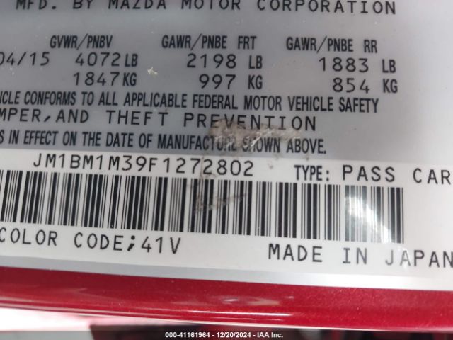 Photo 8 VIN: JM1BM1M39F1272802 - MAZDA MAZDA3 