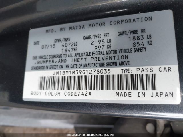 Photo 8 VIN: JM1BM1M39G1278035 - MAZDA MAZDA3 