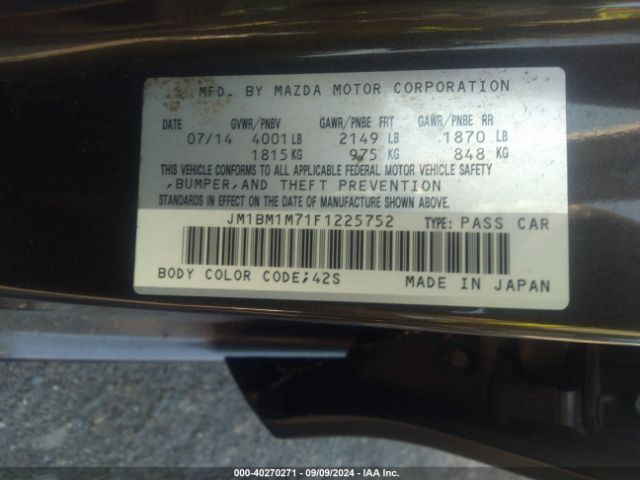 Photo 8 VIN: JM1BM1M71F1225752 - MAZDA MAZDA3 