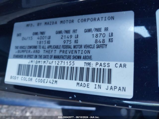 Photo 8 VIN: JM1BM1M74F1271155 - MAZDA MAZDA3 