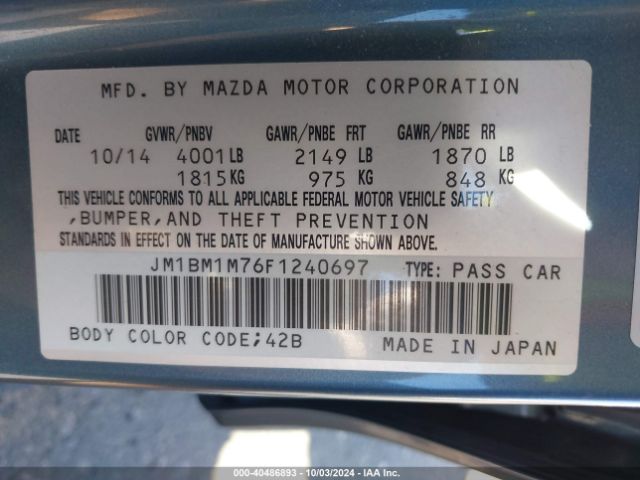 Photo 8 VIN: JM1BM1M76F1240697 - MAZDA MAZDA3 