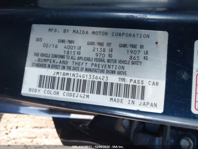 Photo 8 VIN: JM1BM1N34G1336423 - MAZDA MAZDA3 