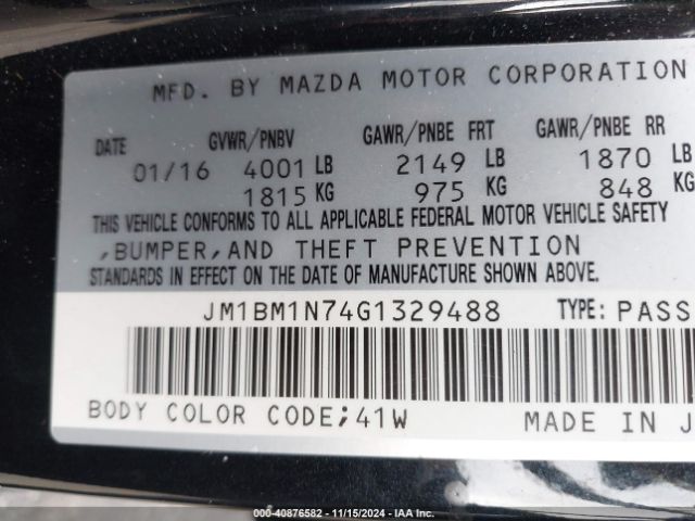 Photo 8 VIN: JM1BM1N74G1329488 - MAZDA MAZDA3 