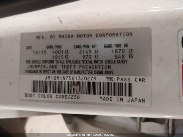 Photo 8 VIN: JM1BM1N75G1320279 - MAZDA MAZDA3 