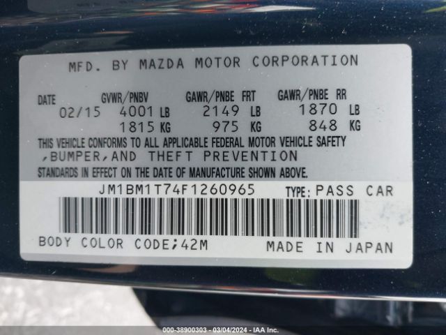 Photo 8 VIN: JM1BM1T74F1260965 - MAZDA MAZDA3 