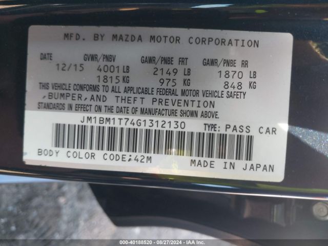 Photo 8 VIN: JM1BM1T74G1312130 - MAZDA MAZDA3 