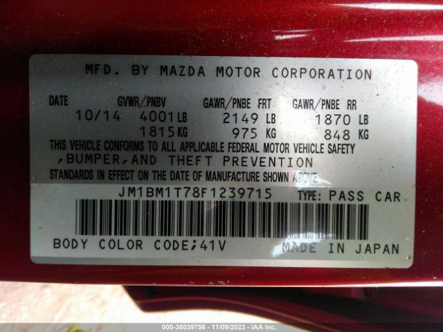 Photo 8 VIN: JM1BM1T78F1239715 - MAZDA MAZDA3 