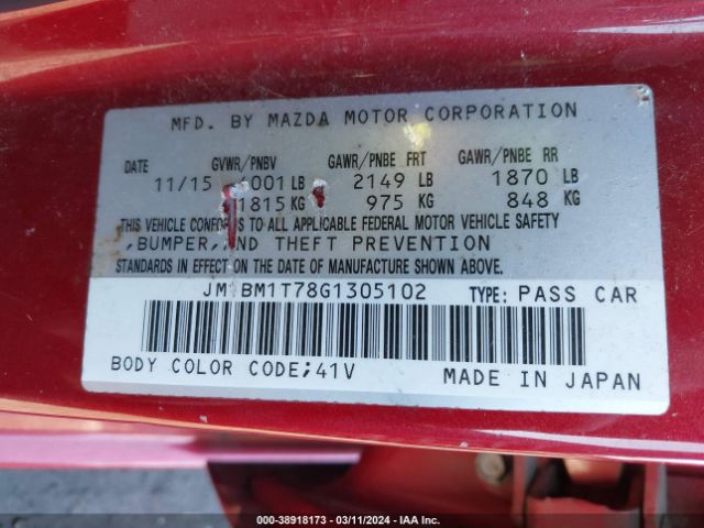 Photo 8 VIN: JM1BM1T78G1305102 - MAZDA MAZDA3 