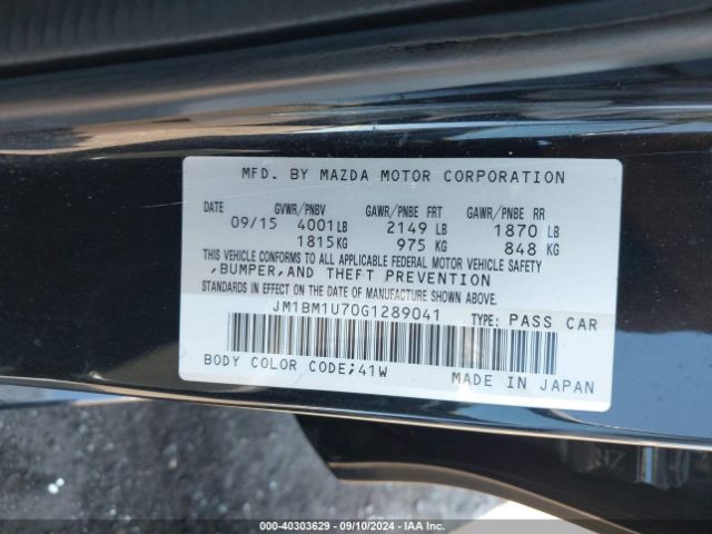 Photo 8 VIN: JM1BM1U70G1289041 - MAZDA MAZDA3 