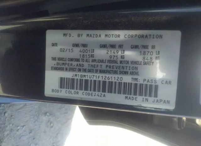 Photo 8 VIN: JM1BM1U71F1261120 - MAZDA MAZDA3 