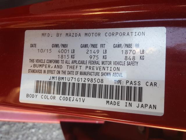 Photo 9 VIN: JM1BM1U71G1298508 - MAZDA 3 SPORT 