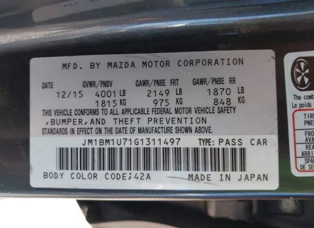 Photo 8 VIN: JM1BM1U71G1311497 - MAZDA 3 