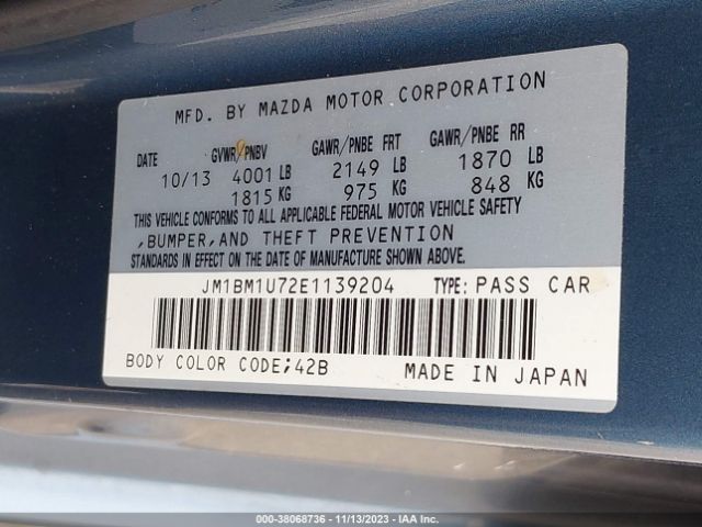 Photo 8 VIN: JM1BM1U72E1139204 - MAZDA MAZDA3 