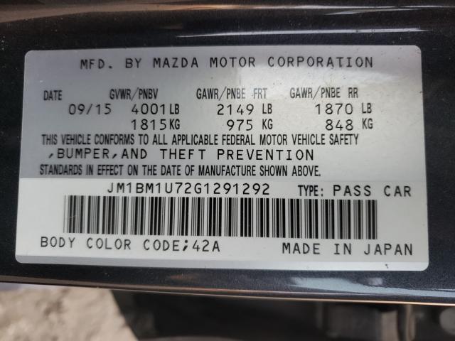 Photo 9 VIN: JM1BM1U72G1291292 - MAZDA 3 SPORT 